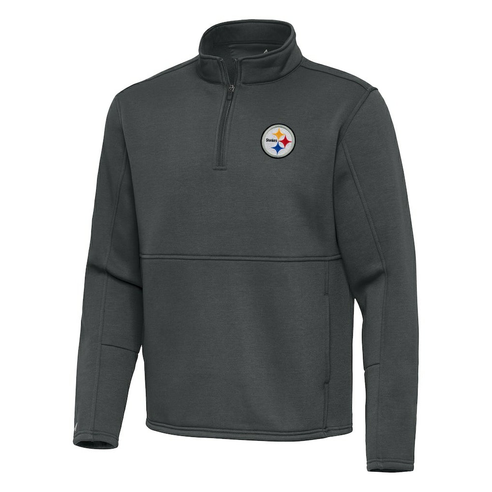 Pittsburgh Steelers Antigua Twist Quarter-Zip Pullover Jacket Pewter - NFL