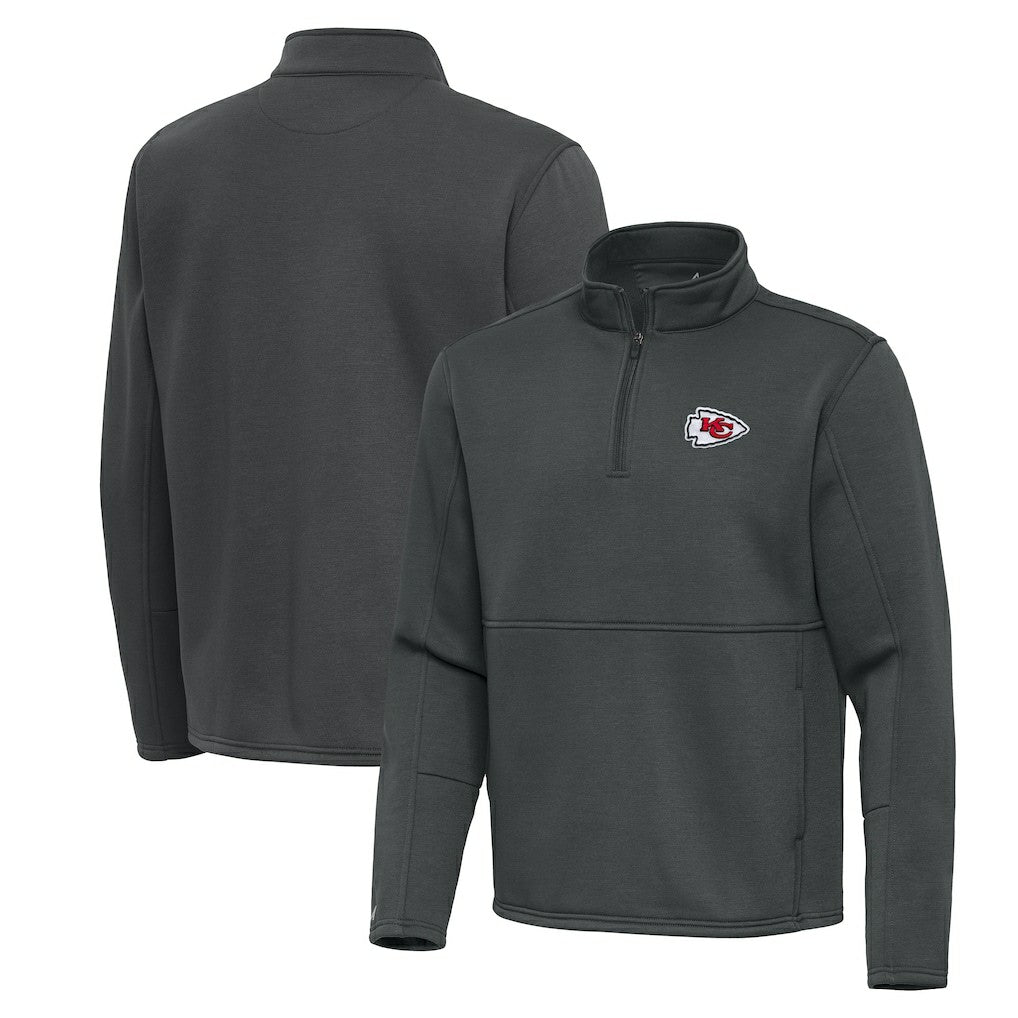 Kansas City Chiefs Antigua Twist Quarter-Zip Pullover Jacket Pewter - NFL