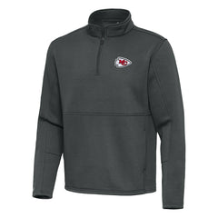 Kansas City Chiefs Antigua Twist Quarter-Zip Pullover Jacket Pewter - NFL
