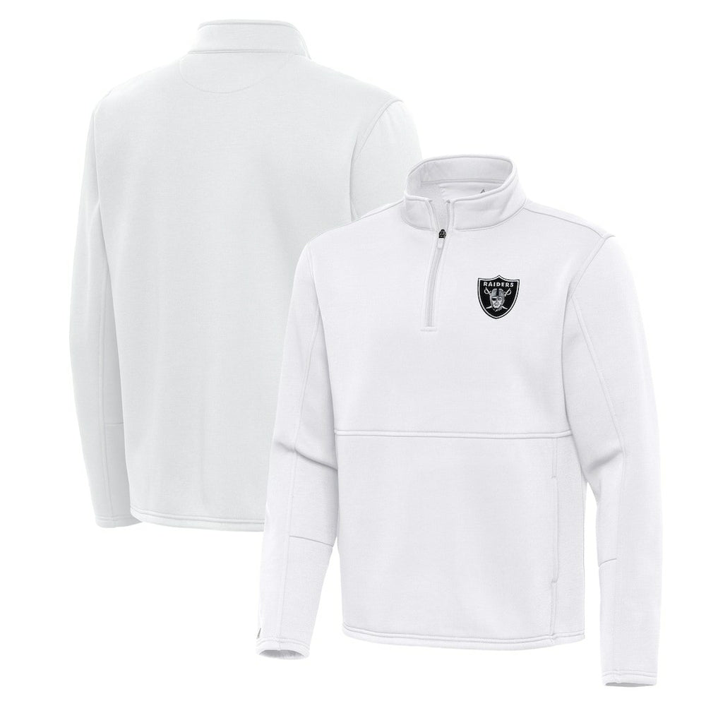 Las Vegas Raiders Antigua Twist Quarter-Zip Pullover Jacket White - NFL