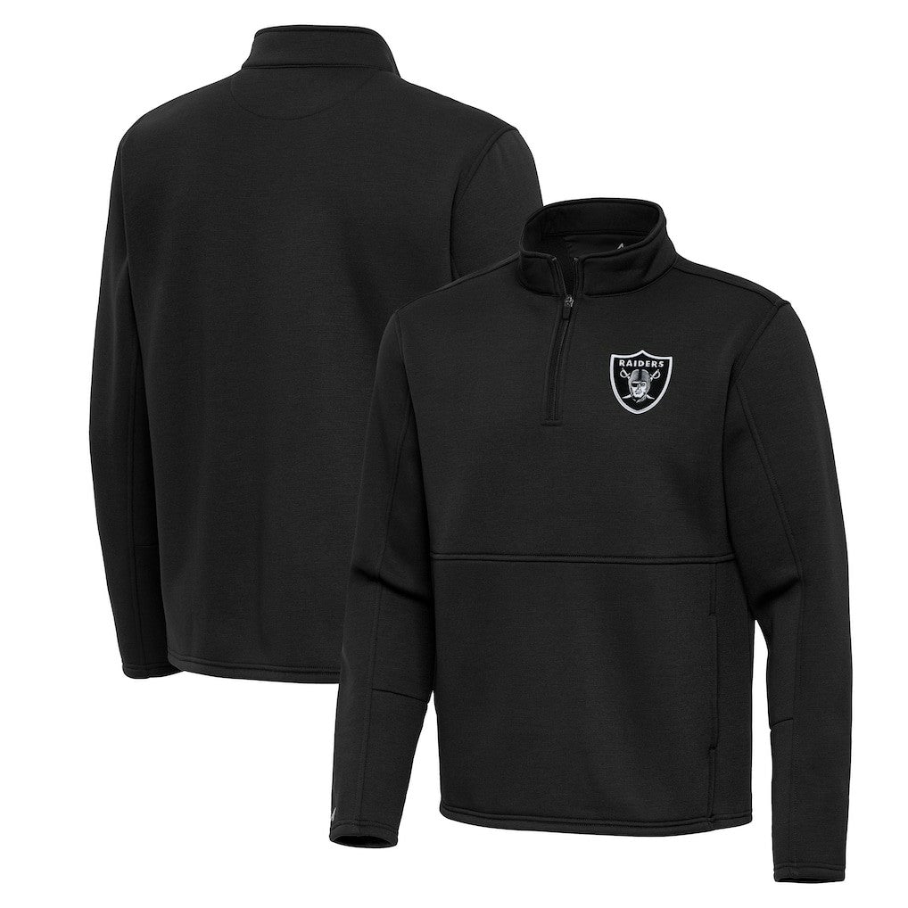 Las Vegas Raiders Antigua Twist Quarter-Zip Pullover Jacket Black - NFL