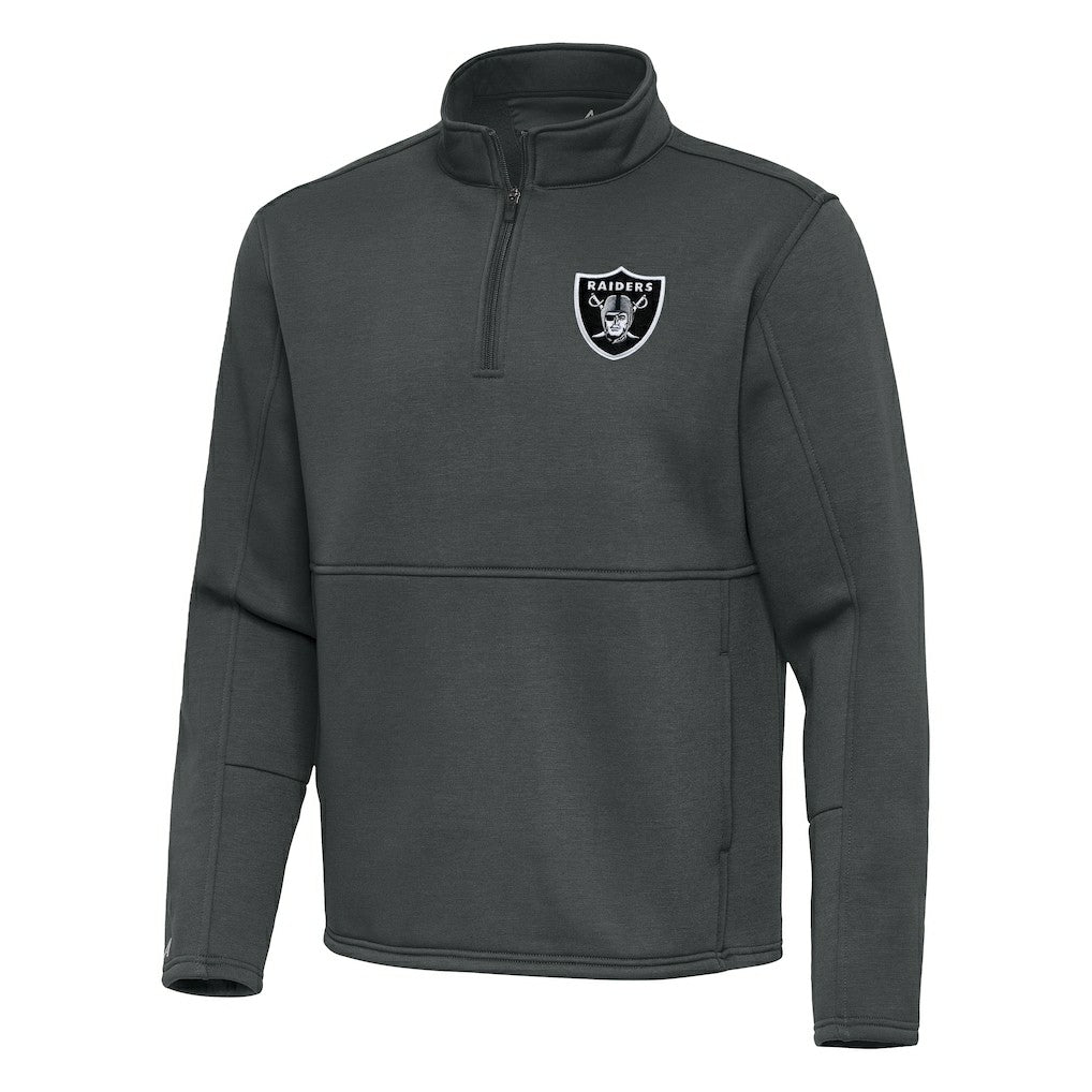 Las Vegas Raiders Antigua Twist Quarter-Zip Pullover Jacket Pewter - NFL