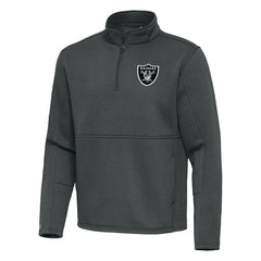 Las Vegas Raiders Antigua Twist Quarter-Zip Pullover Jacket Pewter - NFL