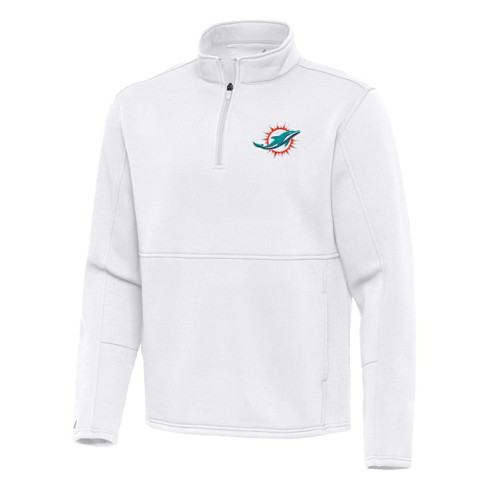Miami Dolphins Antigua Twist Quarter-Zip Pullover Jacket White - NFL