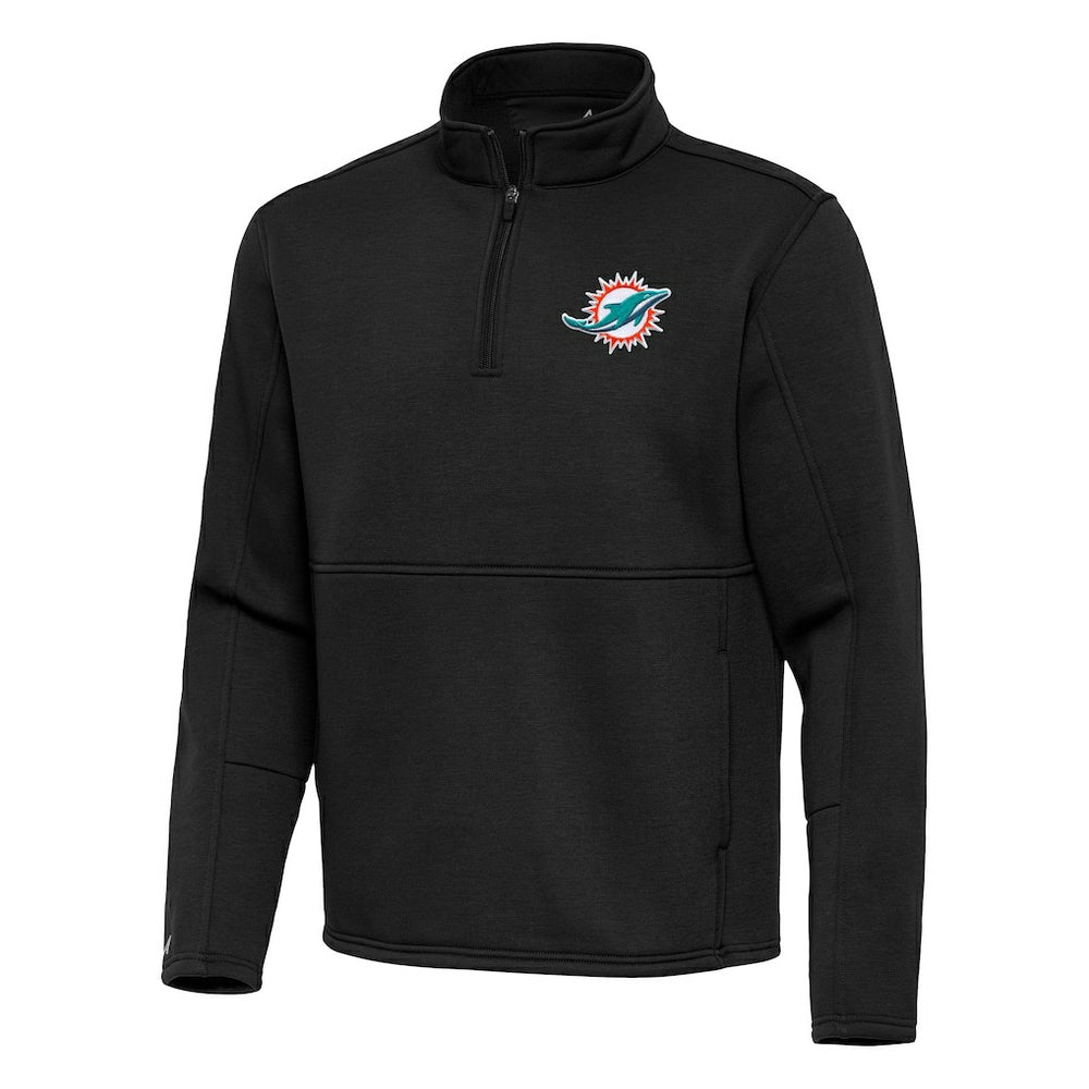 Miami Dolphins Antigua Twist Quarter-Zip Pullover Jacket Black - NFL