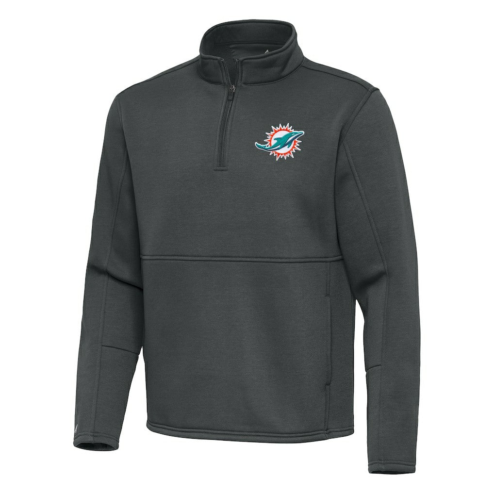 Miami Dolphins Antigua Twist Quarter-Zip Pullover Jacket Pewter - NFL