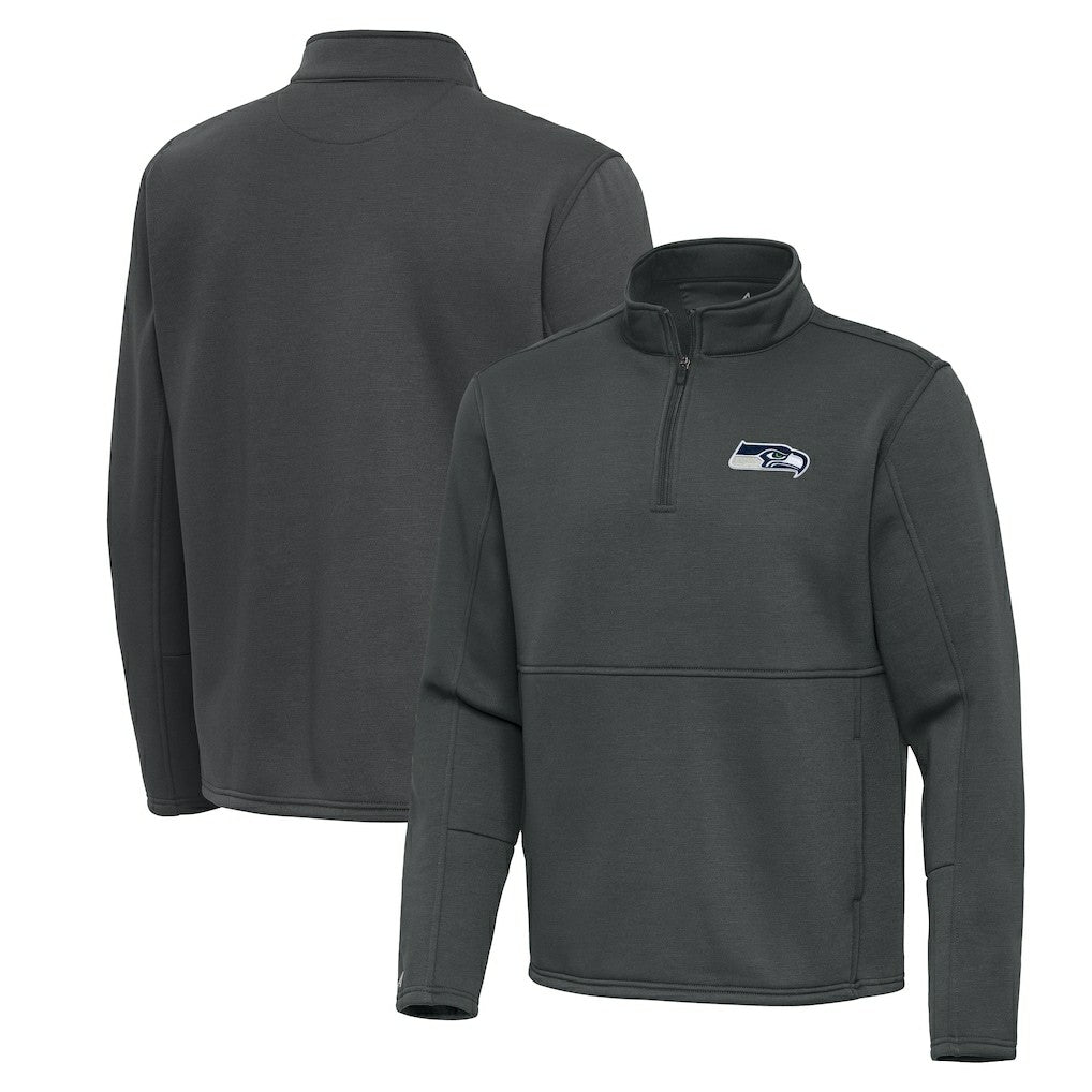 Seattle Seahawks Antigua Twist Quarter-Zip Pullover Jacket Pewter - NFL
