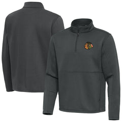 Chicago Blackhawks Antigua Twist Quarter-Zip Pullover Jacket Pewter