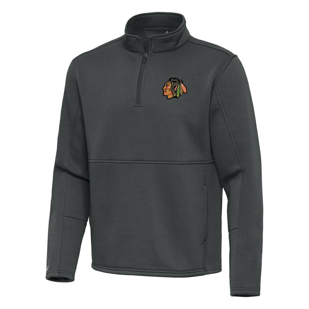 Chicago Blackhawks Antigua Twist Quarter-Zip Pullover Jacket Pewter