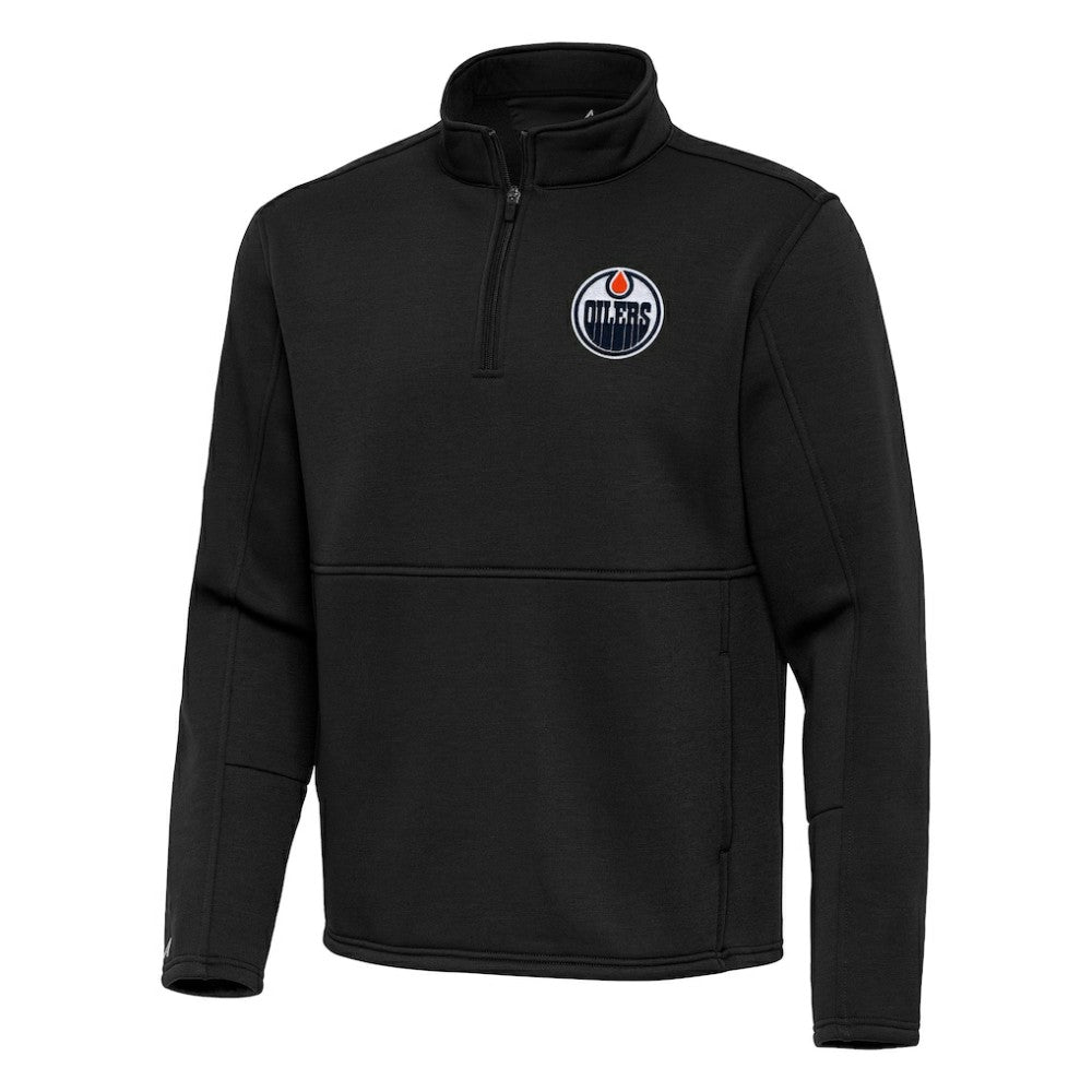 Edmonton Oilers - Antigua Twist Quarter-Zip Pullover Jacket Black