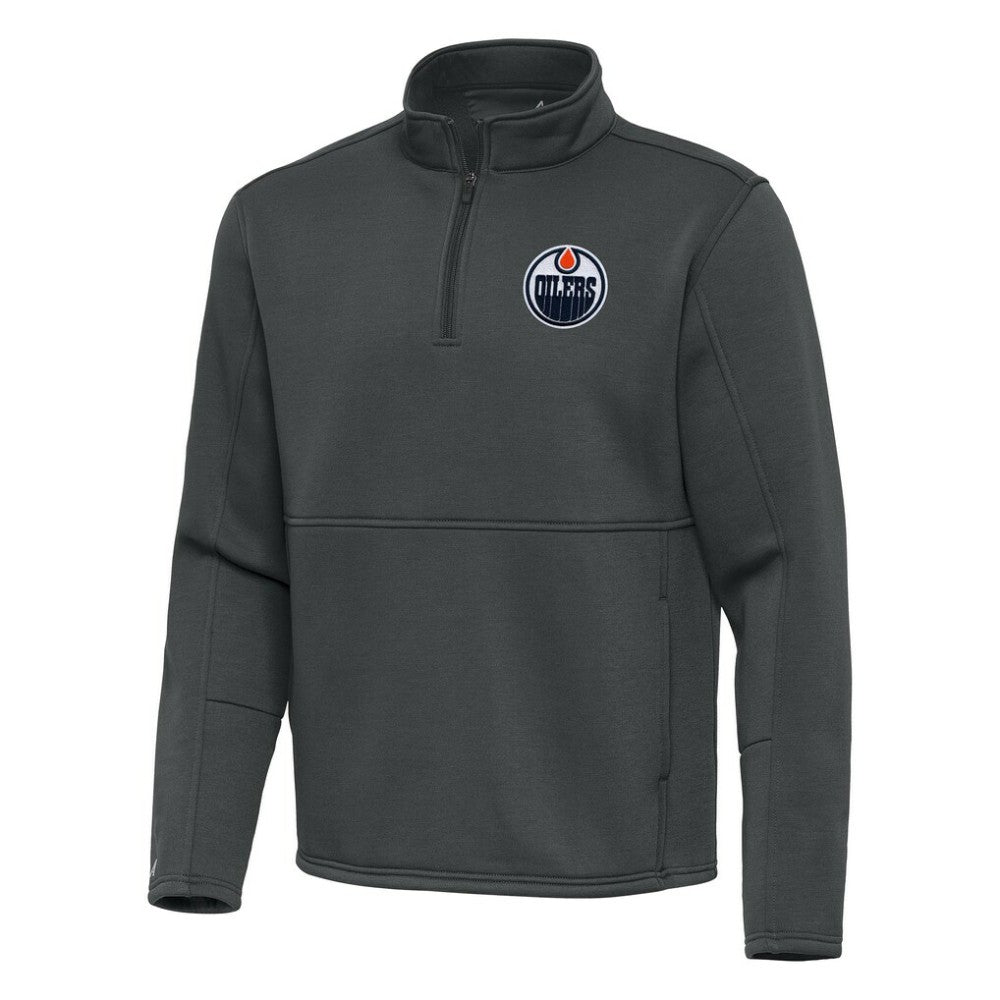 Edmonton Oilers - Antigua Twist Quarter-Zip Pullover Jacket Pewter