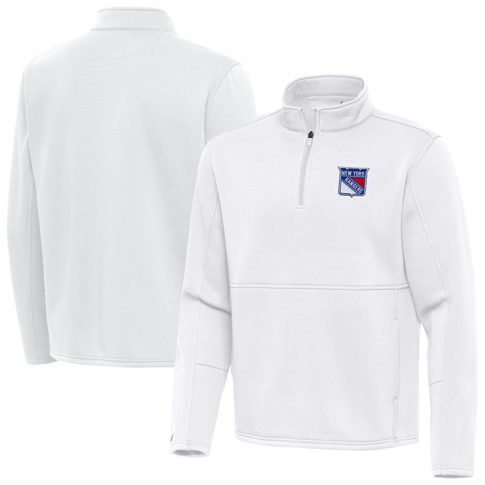 New York Rangers Antigua Twist Quarter-Zip Pullover Jacket White