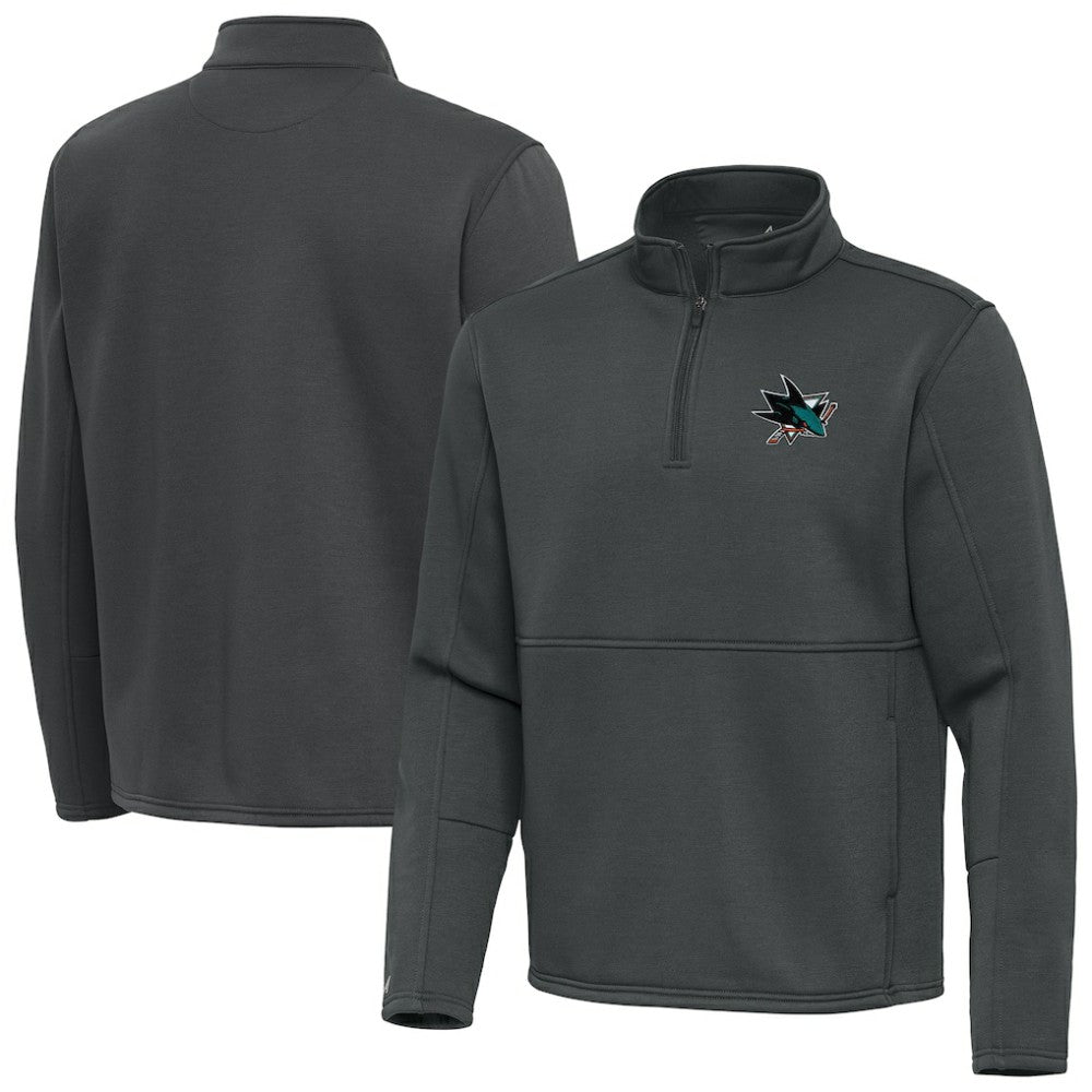 San Jose Sharks - Antigua Twist Quarter-Zip Pullover Jacket Pewter