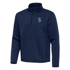Seattle Kraken Antigua Twist Quarter-Zip Pullover Jacket Navy