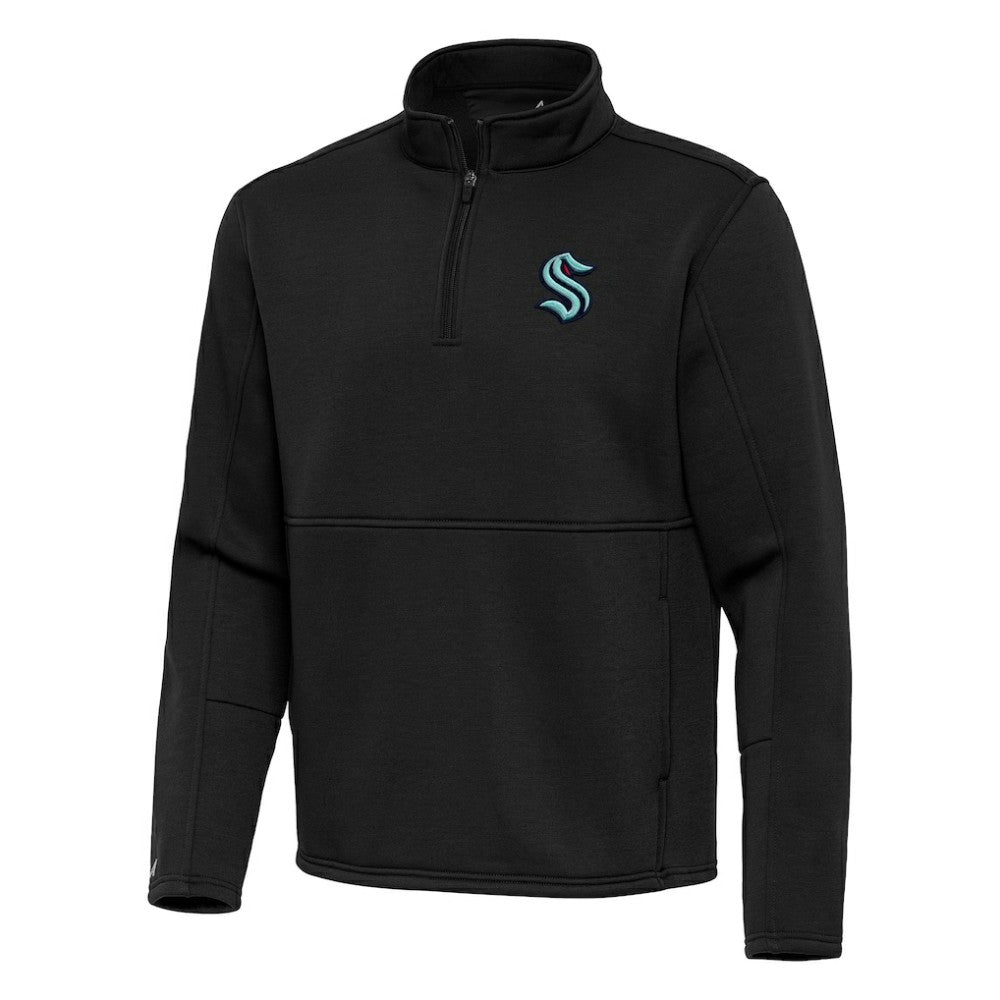 Seattle Kraken Antigua Twist Quarter-Zip Pullover Jacket Black