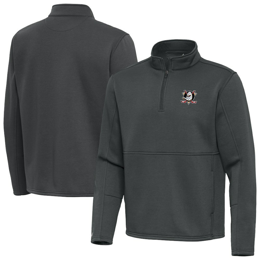 Anaheim Ducks - Antigua Twist Quarter-Zip Pullover Jacket Silver