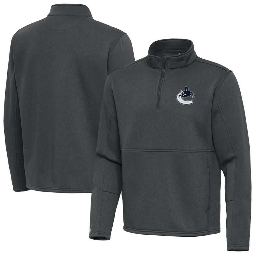 Vancouver Canucks - Antigua Twist Quarter-Zip Pullover Jacket Pewter