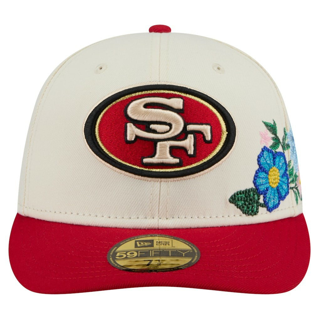 San Francisco 49ers New Era Tonal Floral 59FIFTY Fitted Hat Cream/Scarlet - NFL