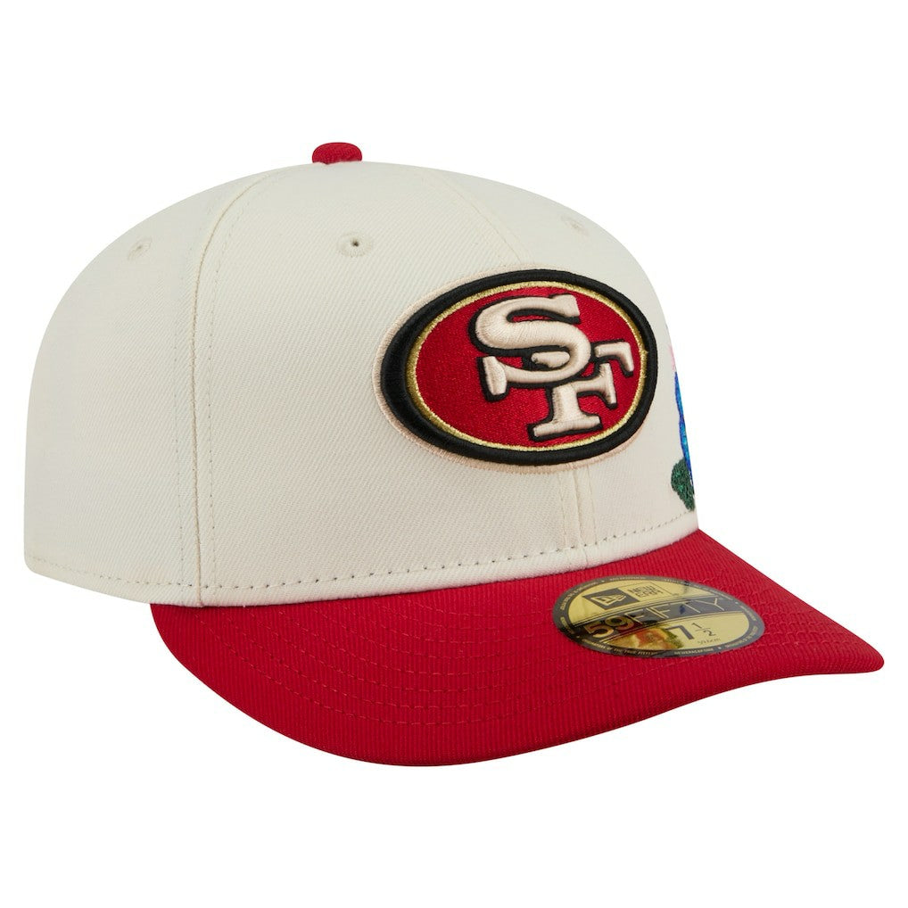 San Francisco 49ers New Era Tonal Floral 59FIFTY Fitted Hat Cream/Scarlet - NFL