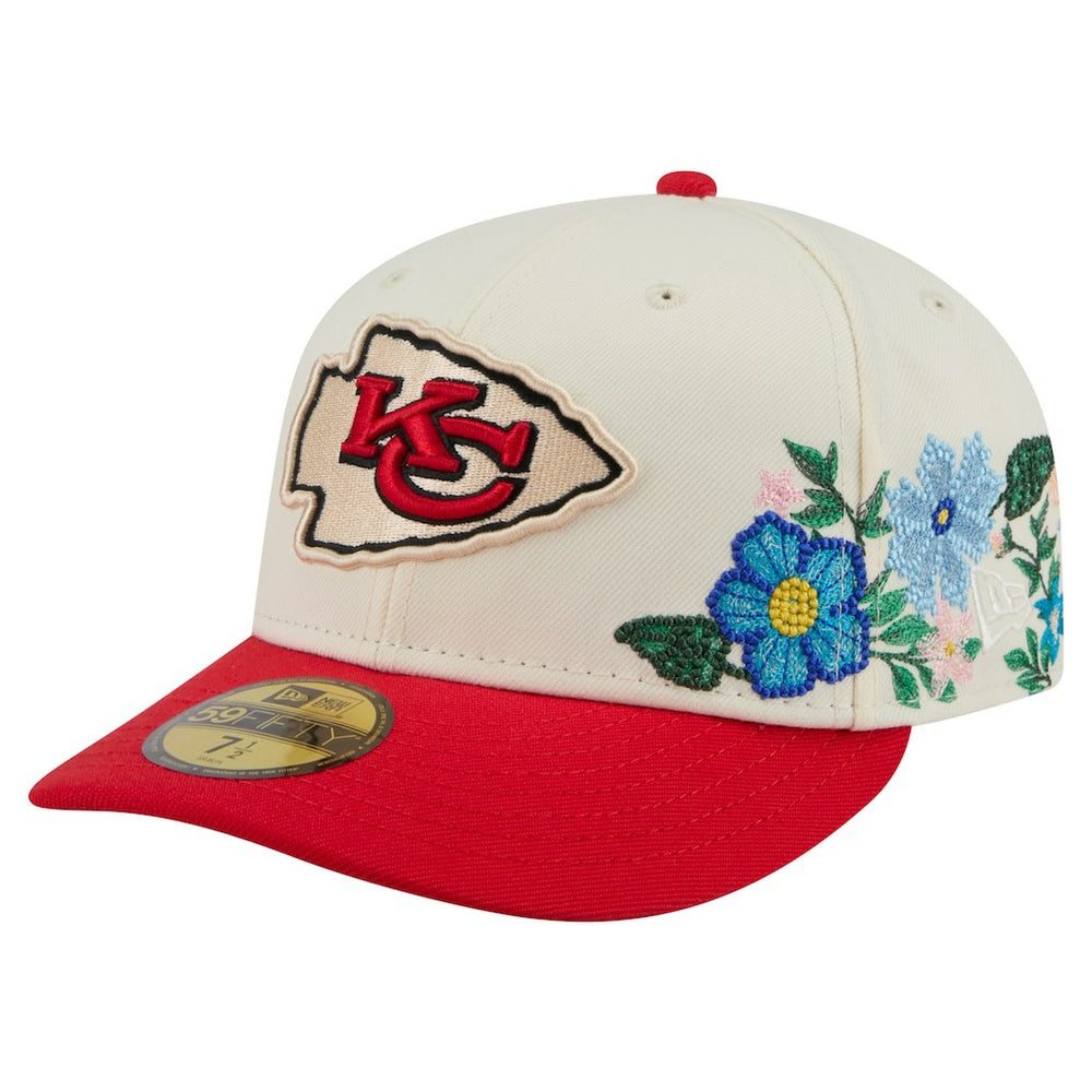 Kansas City Chiefs New Era Tonal Floral 59FIFTY Fitted Hat Cream/Red - NFL