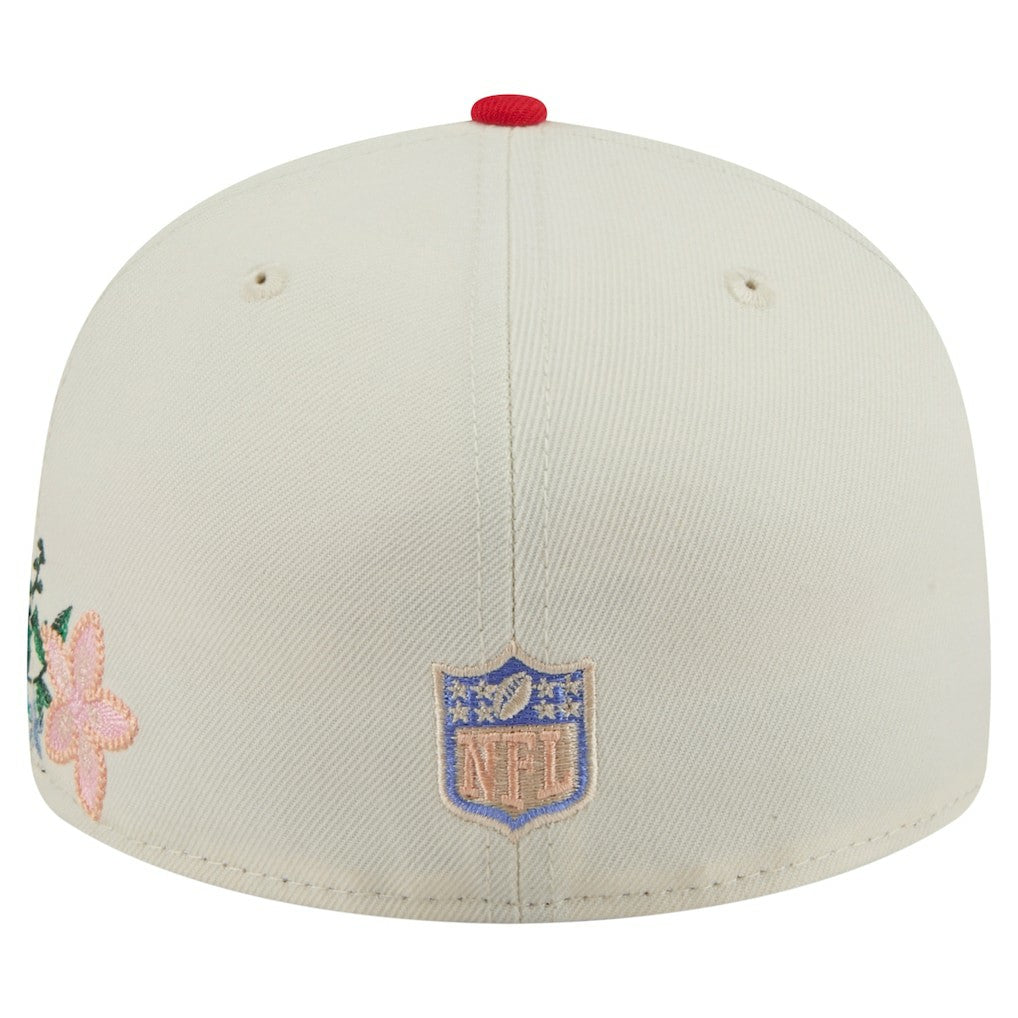 Kansas City Chiefs New Era Tonal Floral 59FIFTY Fitted Hat Cream/Red - NFL