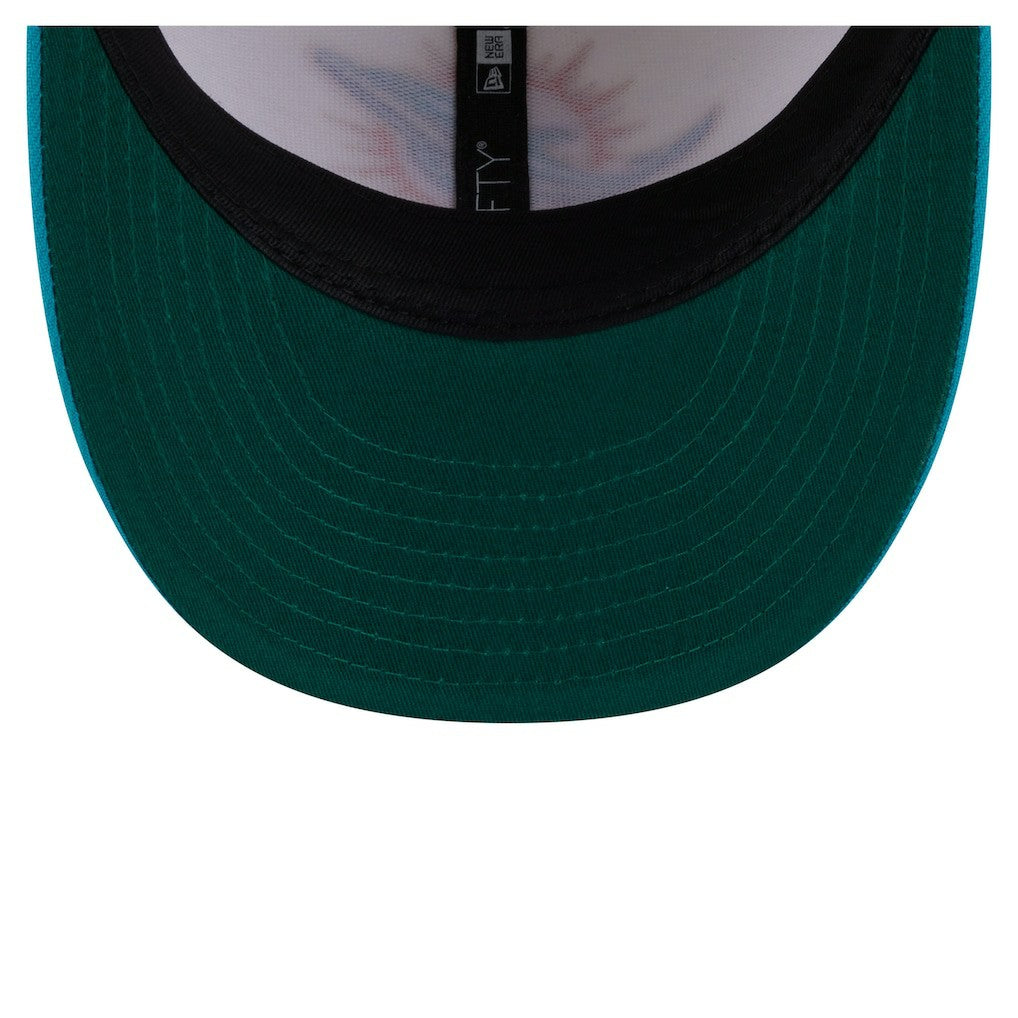 Miami Dolphins New Era Tonal Floral 59FIFTY Fitted Hat Cream/Aqua - NFL