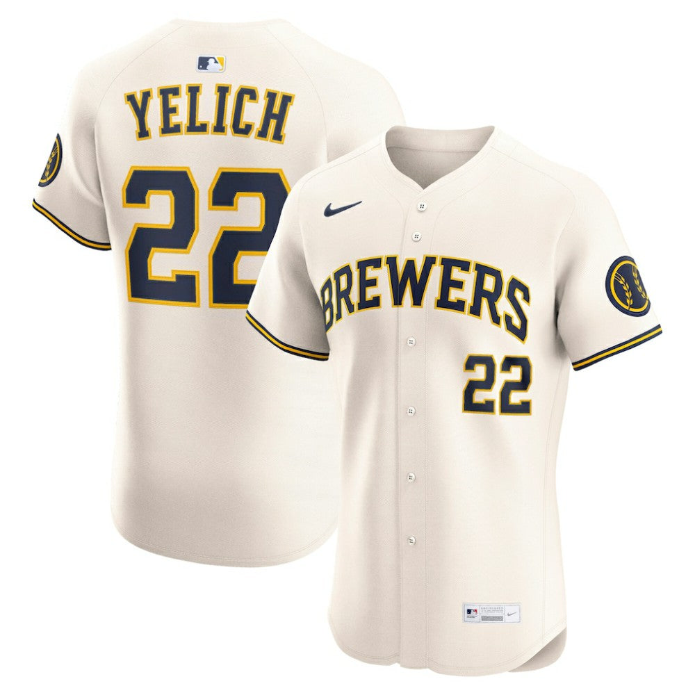 Christian Yelich Milwaukee Brewers Nike Home Elite Player Jersey Lifestyle