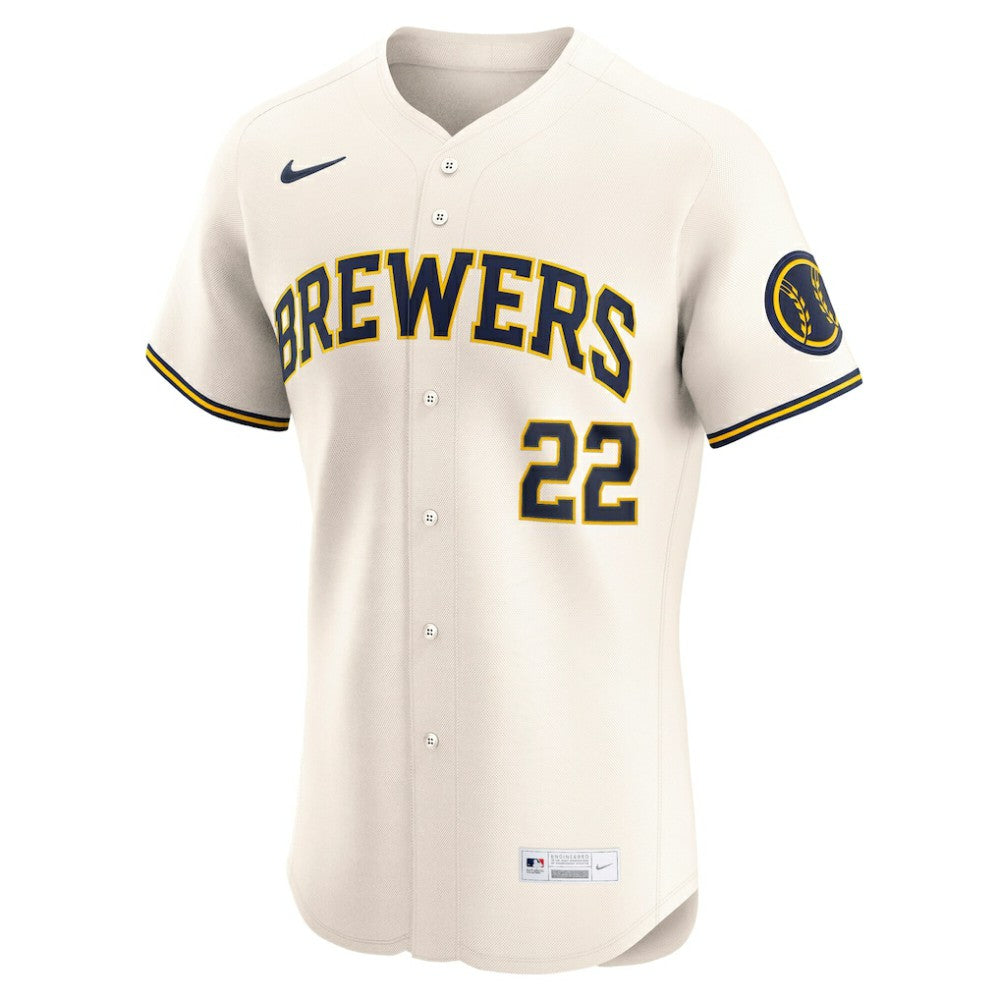 Christian Yelich Milwaukee Brewers Nike Home Elite Player Jersey Lifestyle