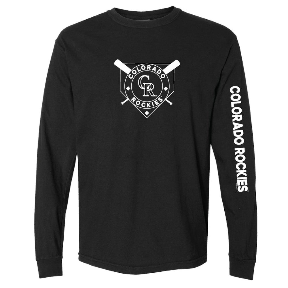 Colorado Rockies Soft as a Grape Women's Pigment Dye Long Sleeve T-Shirt for sale