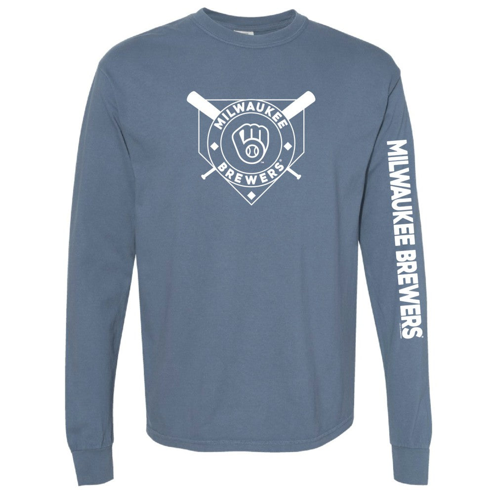 Milwaukee Brewers Soft as a Grape Women's Pigment Dye Long Sleeve T-Shirt Lifestyle