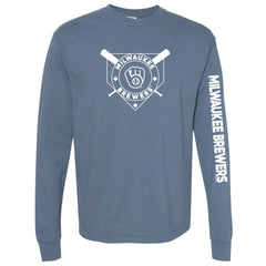 Milwaukee Brewers Soft as a Grape Women's Pigment Dye Long Sleeve T-Shirt Lifestyle