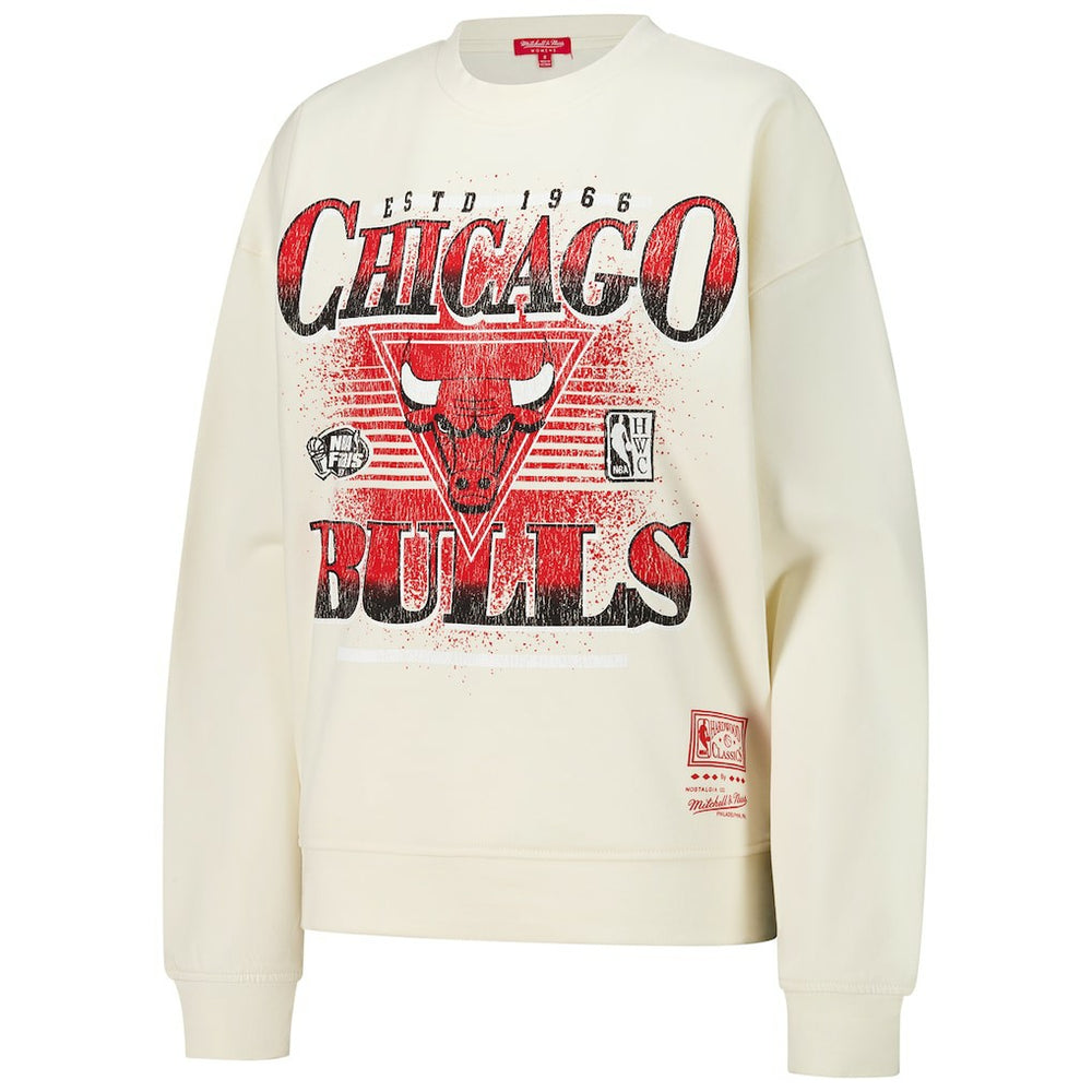Mitchell & Ness - Chicago Bulls Women's Oversprayed Pullover Sweatshirt - Cream