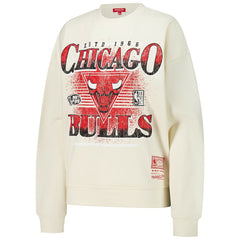 Mitchell & Ness - Chicago Bulls Women's Oversprayed Pullover Sweatshirt - Cream