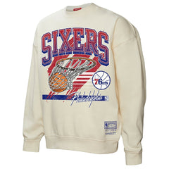 Mitchell & Ness - Philadelphia 76ers Women's Brush Bucket Pullover Sweatshirt - Cream