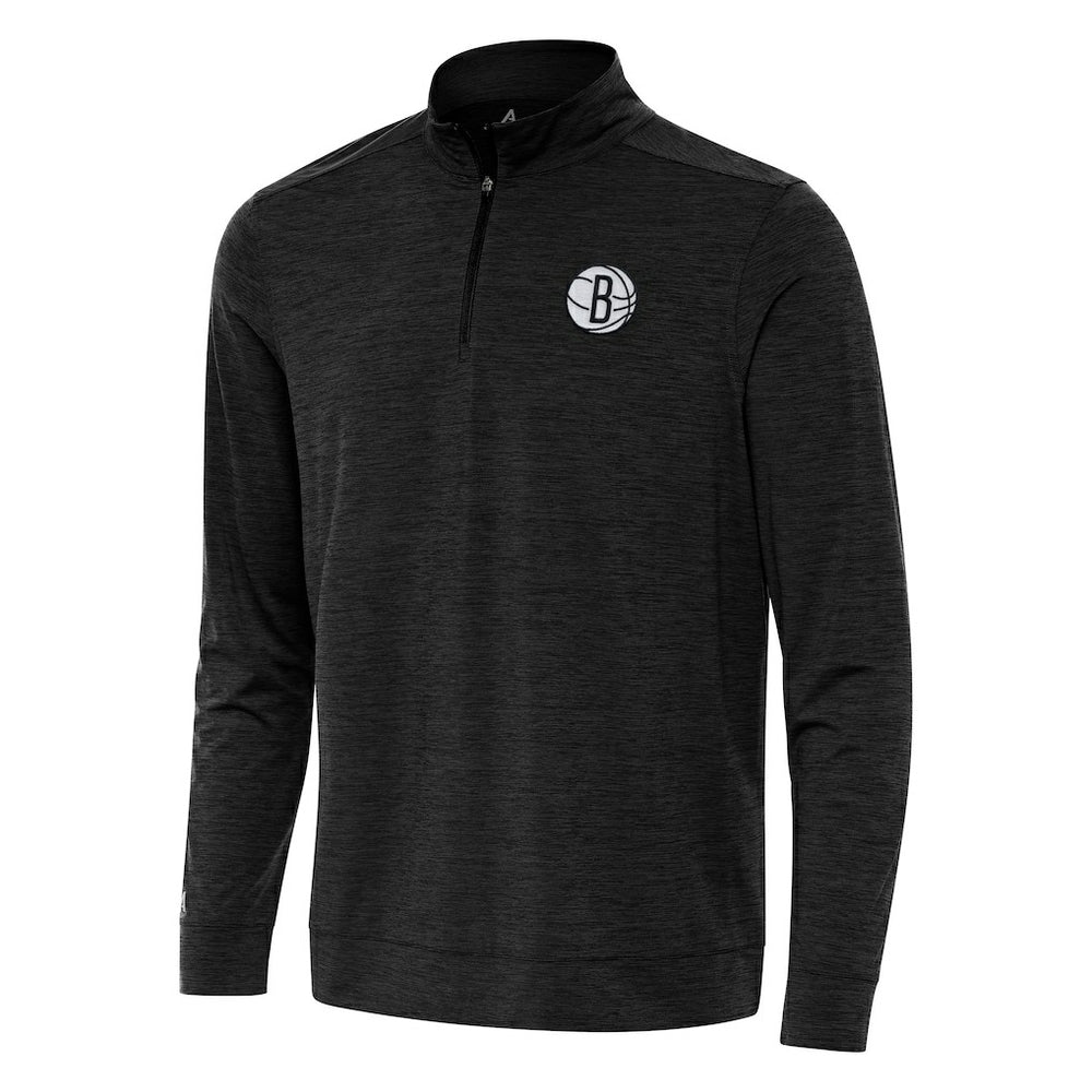 NBA - Brooklyn Nets Antigua Bright Quarter-Zip Top - Heather Black