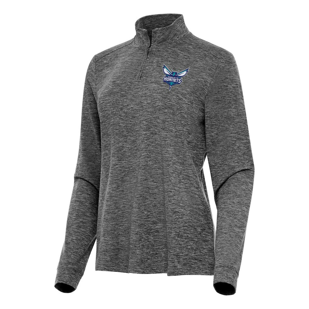 NBA - Charlotte Hornets Antigua Women's Mentor Quarter-Zip Mock Long Sleeve Top - Heather Black