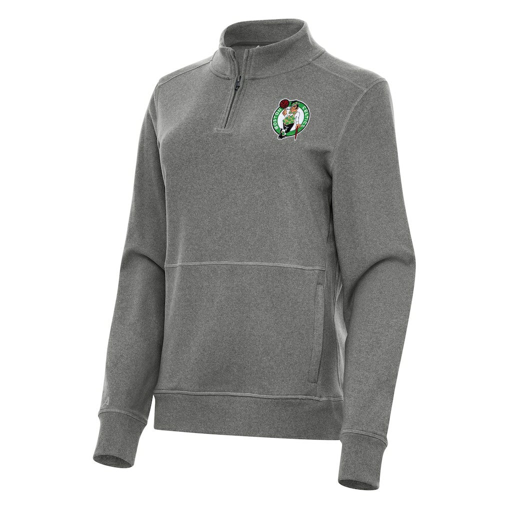 NBA - Boston Celtics Antigua Women's Crush Quarter-Zip Fleece Sweatshirt - Heather Black