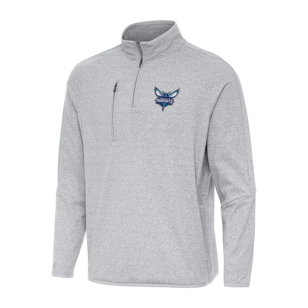 NBA - Charlotte Hornets Antigua Certain Quarter-Zip Tri-Blend Sweatshirt - Heather Gray