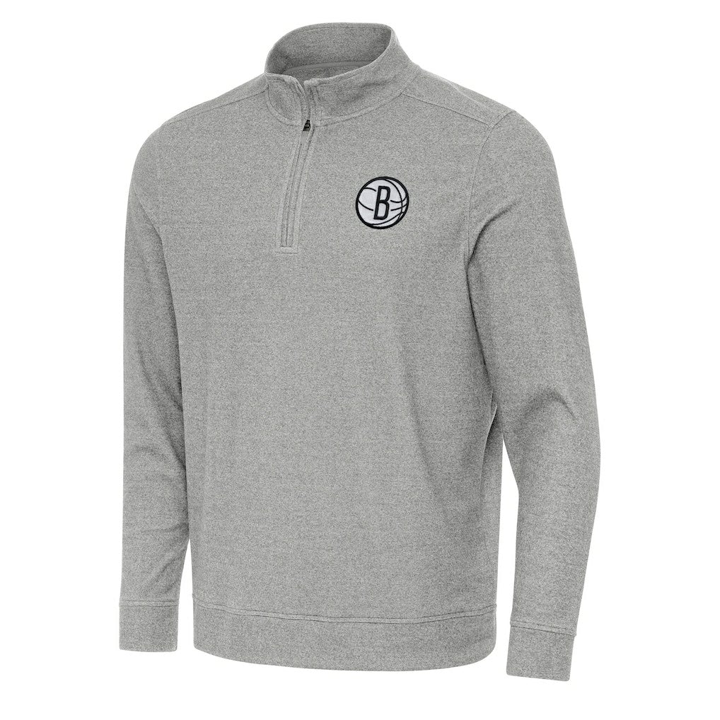 NBA - Brooklyn Nets Antigua Subtle Quarter-Zip Sweatshirt - Heather Gray