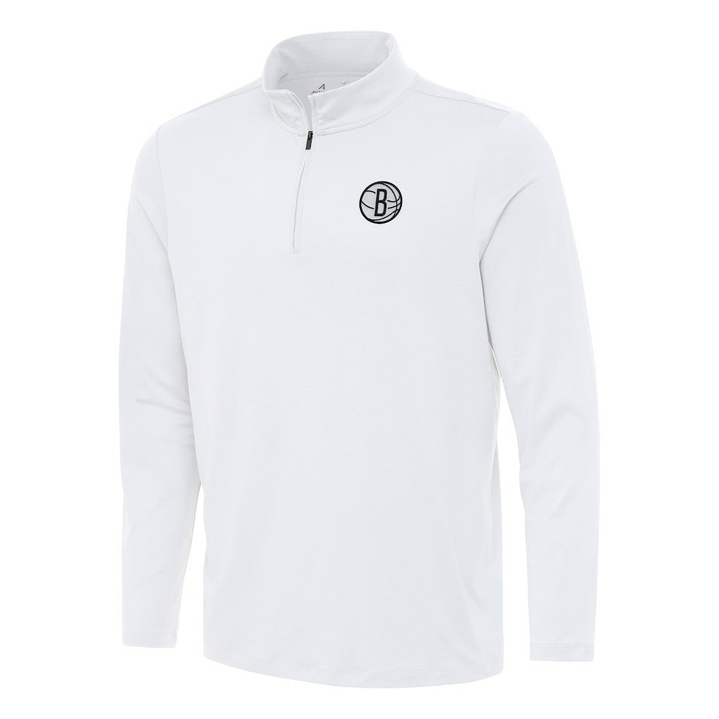 NBA - Brooklyn Nets Antigua Reprocess Quarter-Zip Top - White