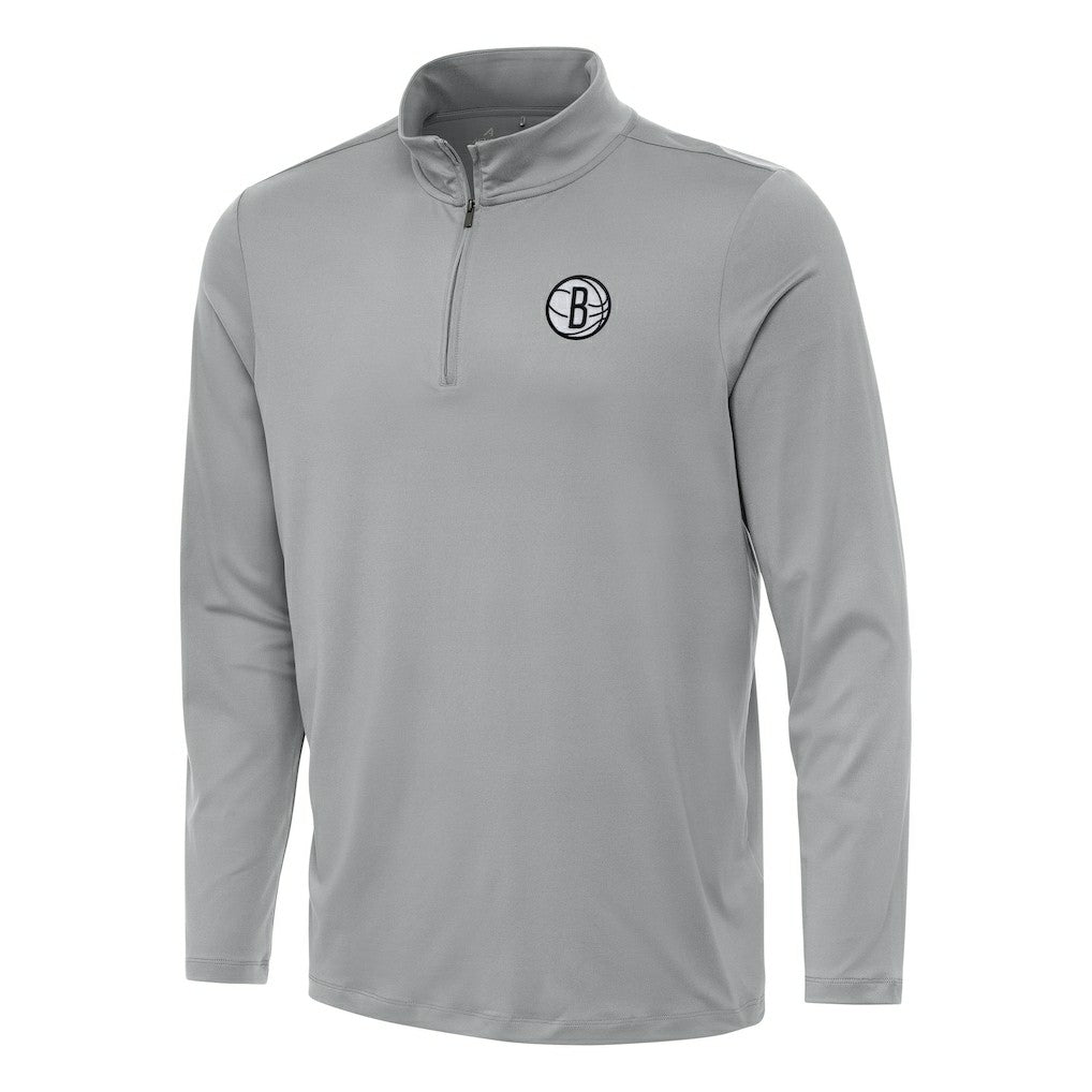 NBA - Brooklyn Nets Antigua Reprocess Quarter-Zip Top - Gray