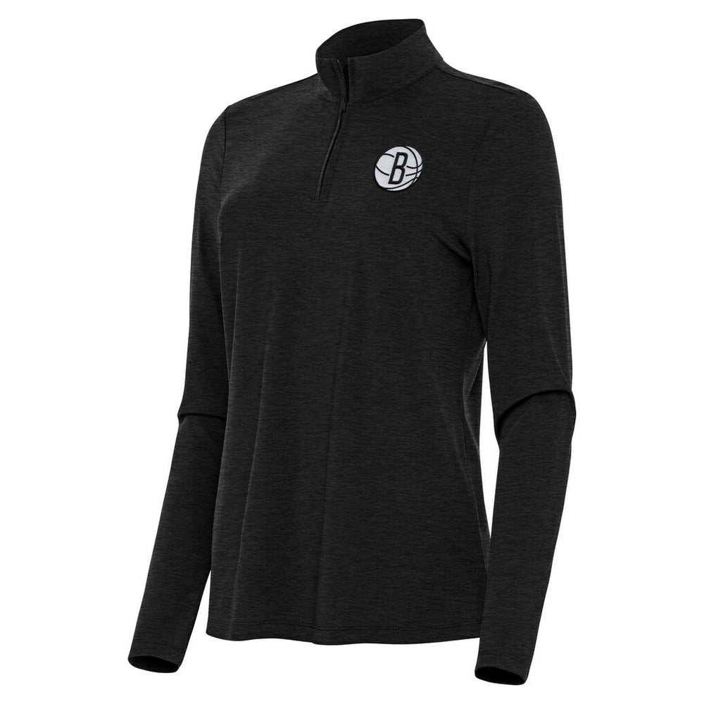 NBA - Brooklyn Nets Antigua Women's Bright Quarter-Zip Top - Heather Black