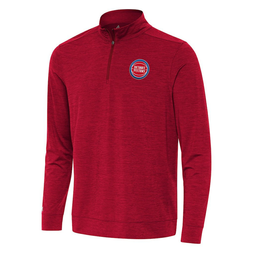 NBA - Detroit Pistons Antigua Bright Quarter-Zip Top - Heather Red