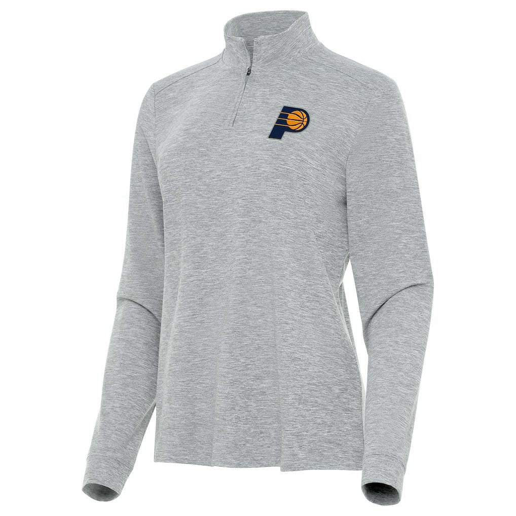 NBA - Indiana Pacers Antigua Women's Mentor Quarter-Zip Mock Long Sleeve Top - Heather Gray