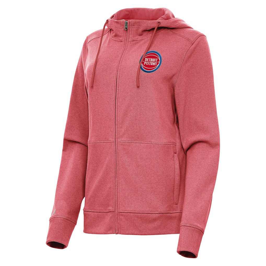 NBA - Detroit Pistons Antigua Women's Seeker Full-Zip Hoodie Jacket - Heather Red