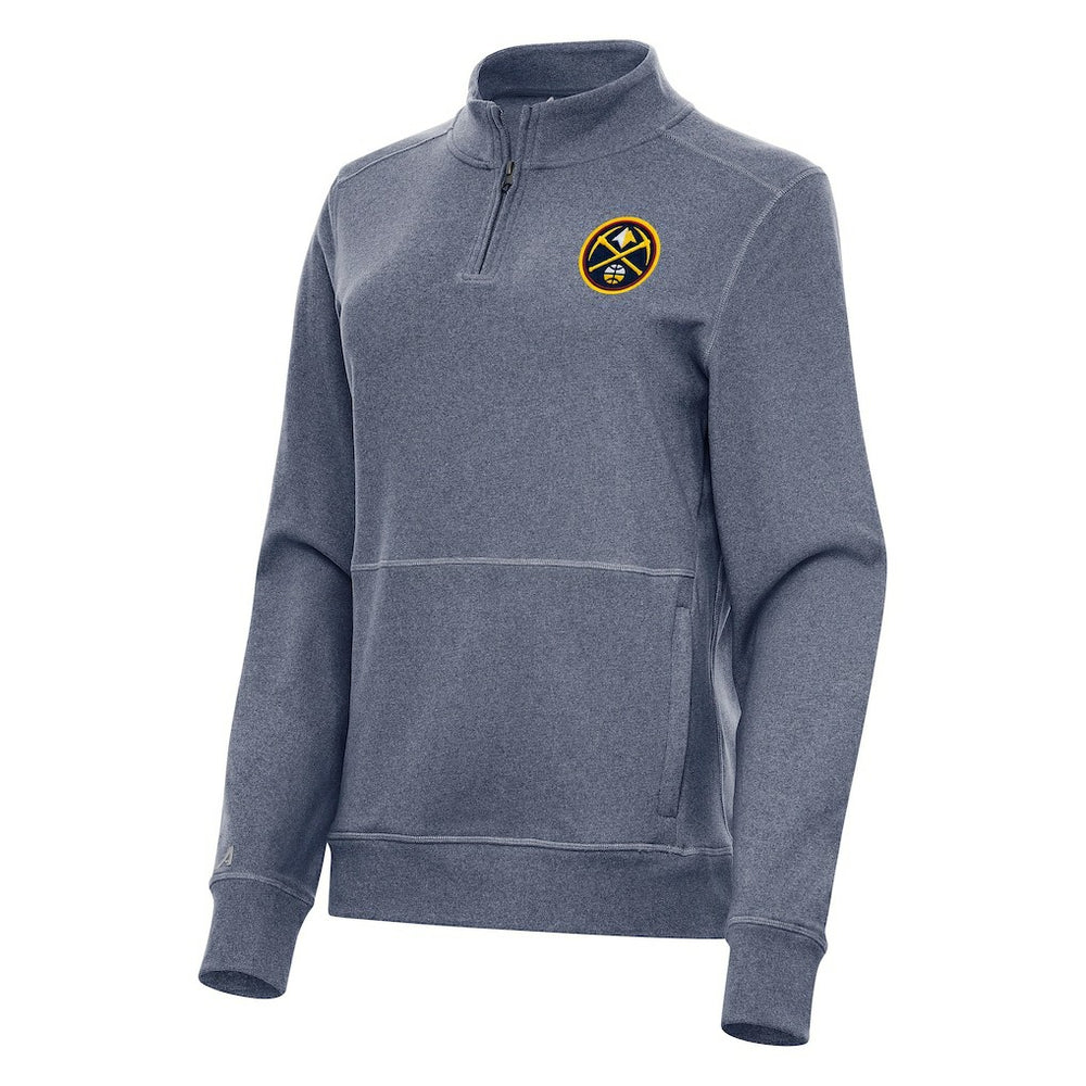 NBA - Denver Nuggets Antigua Women's Crush Quarter-Zip Fleece Sweatshirt - Heather Navy