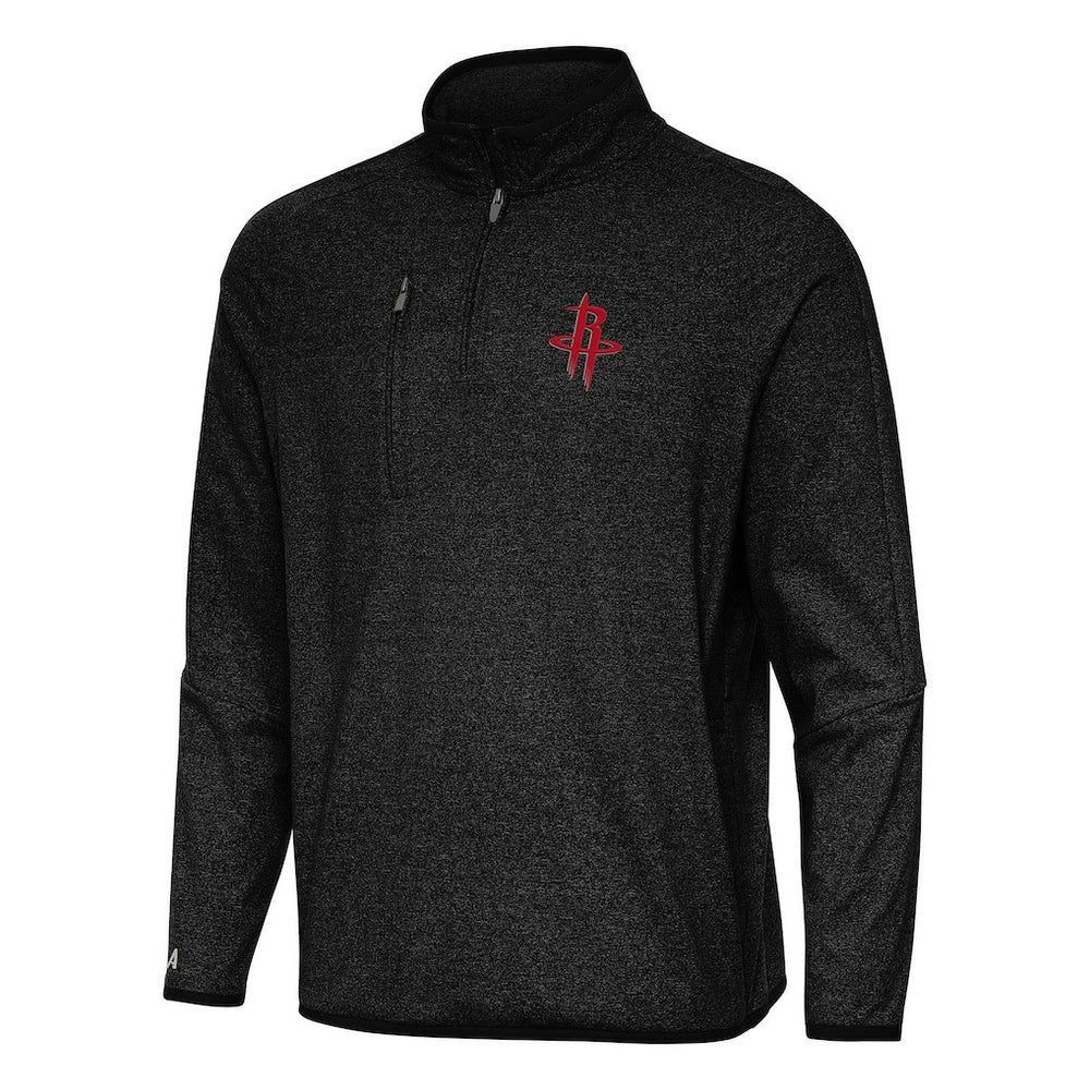 NBA - Houston Rockets Antigua Certain Quarter-Zip Tri-Blend Sweatshirt - Heather Black
