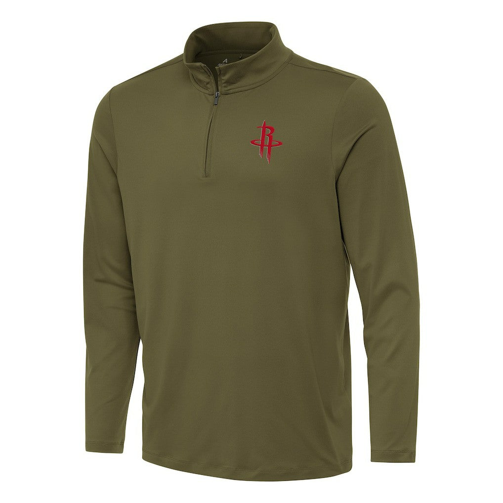 NBA - Houston Rockets Antigua Reprocess Quarter-Zip Top - Olive