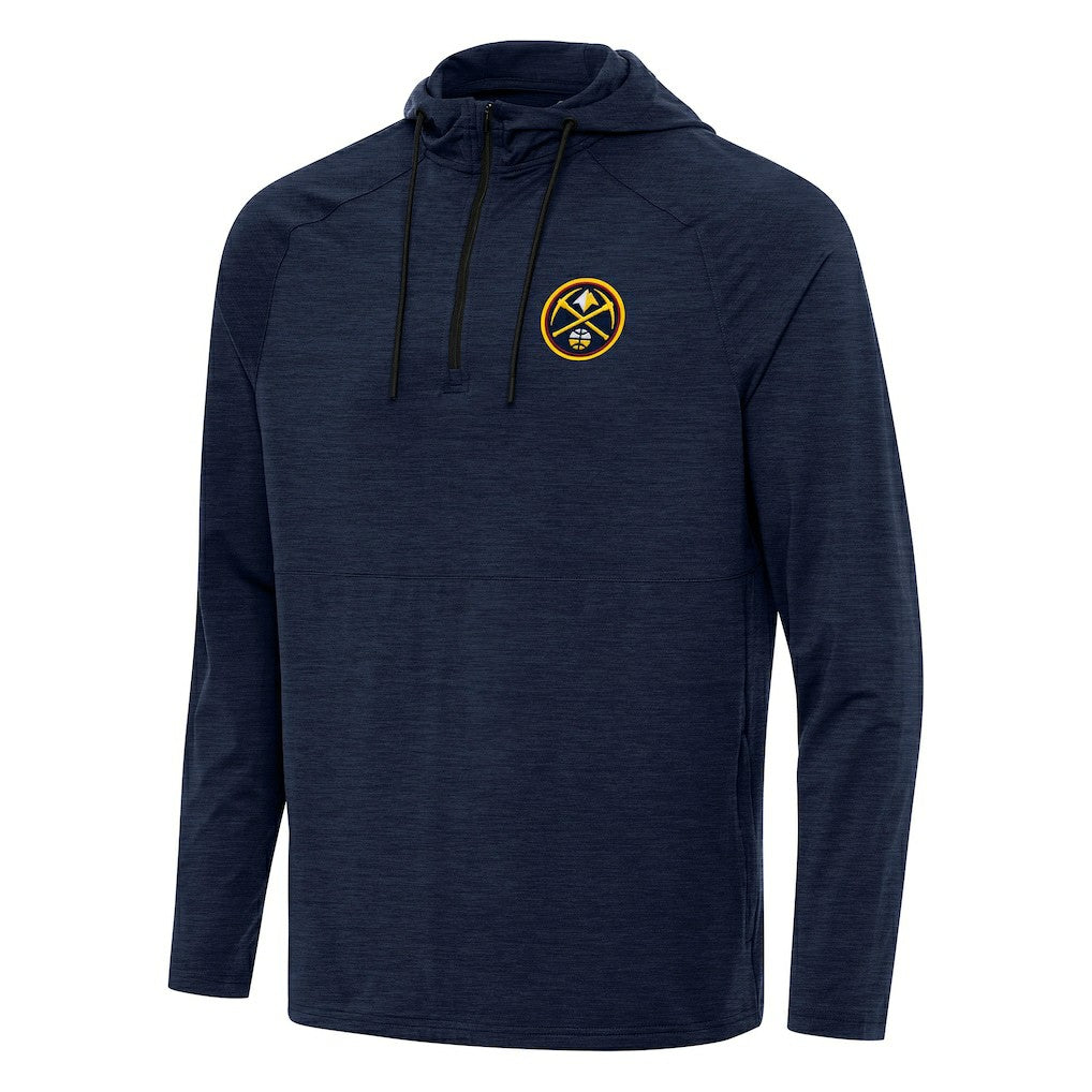 NBA - Denver Nuggets Antigua Spikes Raglan Quarter-Zip Hoodie - Heather Navy