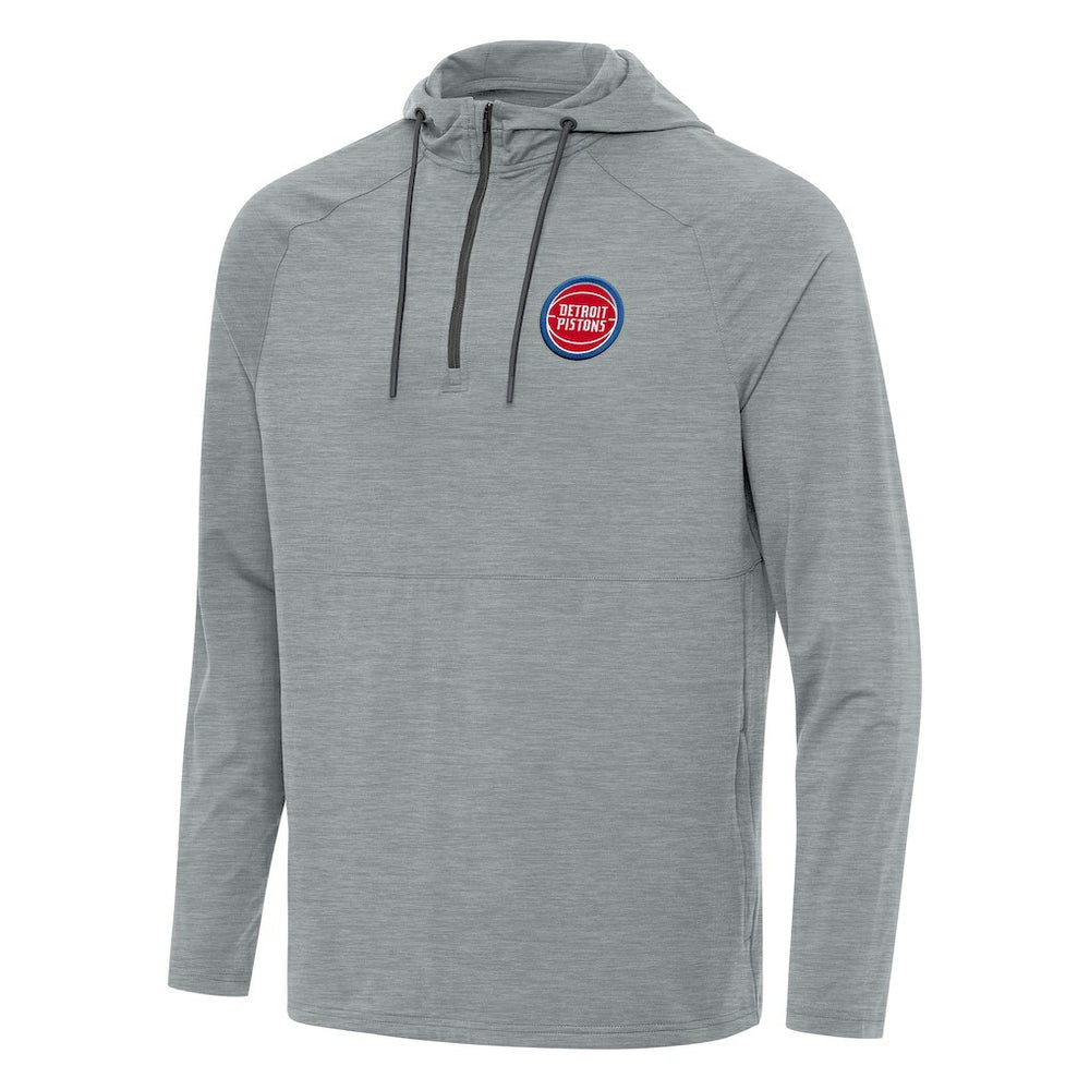 NBA - Detroit Pistons Antigua Spikes Raglan Quarter-Zip Hoodie - Heather Gray